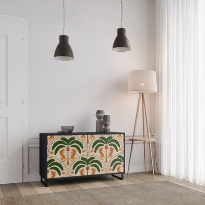 DANCING PREDATORS 2-Door Sideboard in Black Finish