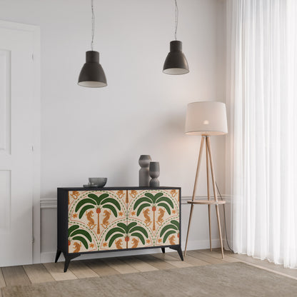 DANCING PREDATORS 2-Door Sideboard in Black Finish