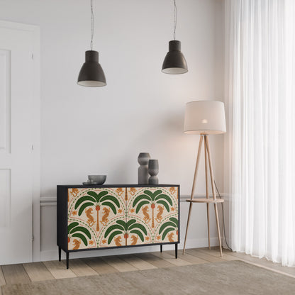DANCING PREDATORS 2-Door Sideboard in Black Finish