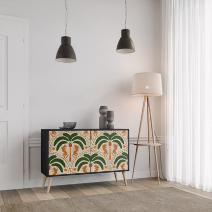DANCING PREDATORS 2-Door Sideboard in Black Finish