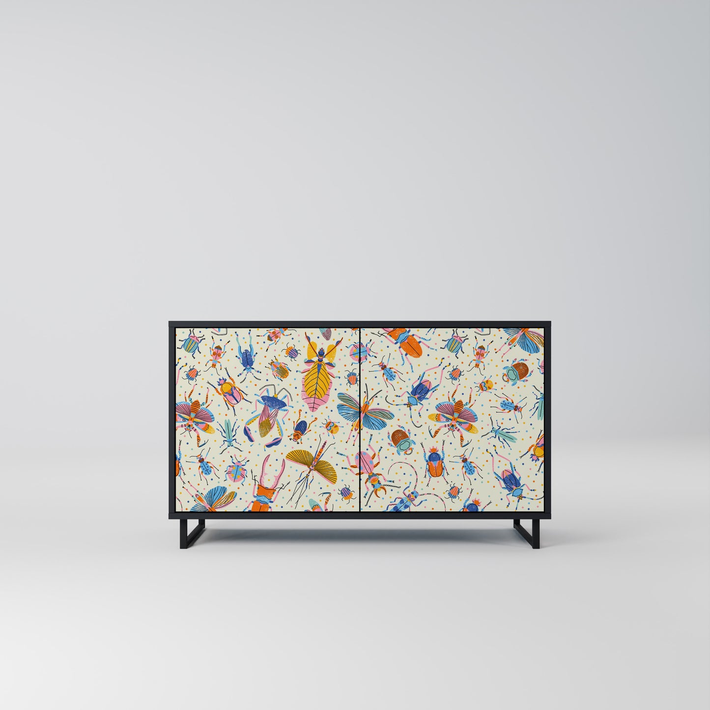 COLORFUL INSECTS 2-Door Sideboard in Black Finish