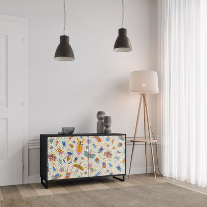 COLORFUL INSECTS 2-Door Sideboard in Black Finish