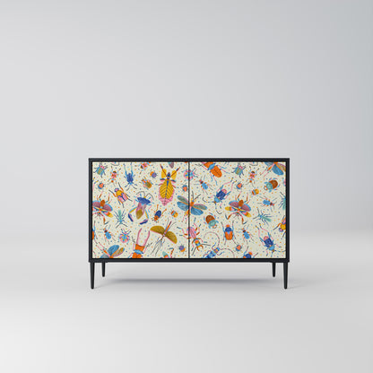 COLORFUL INSECTS 2-Door Sideboard in Black Finish
