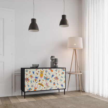 COLORFUL INSECTS 2-Door Sideboard in Black Finish