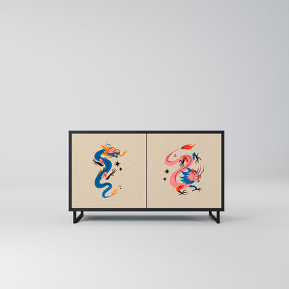 MYTHOLOGICAL CREATURES 2-Door Sideboard in Black Finish