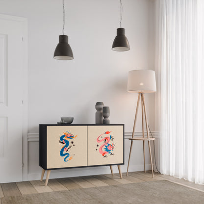 MYTHOLOGICAL CREATURES 2-Door Sideboard in Black Finish