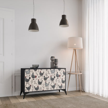 HAPPY HENS 2-Door Sideboard in Black Finish