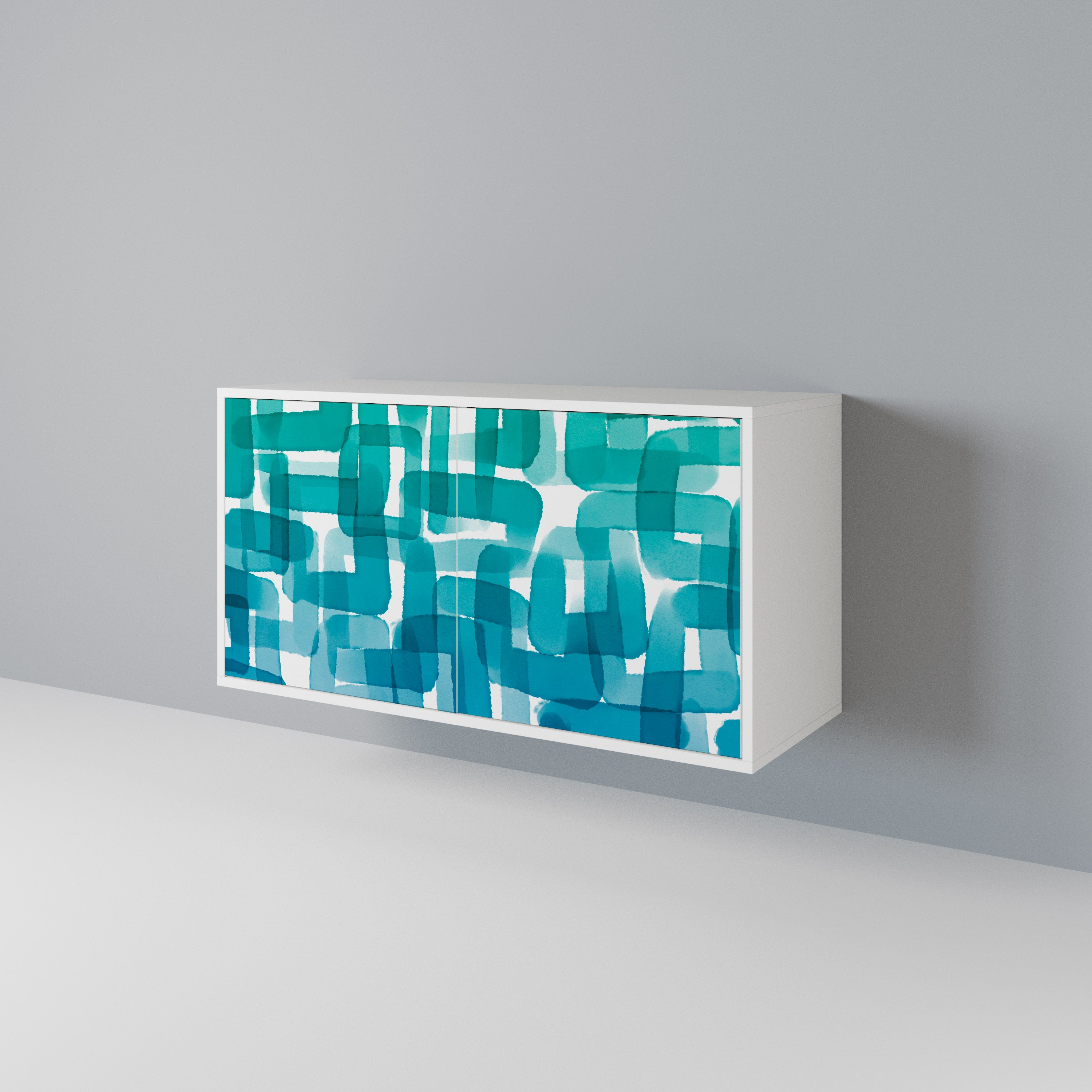 TURQUOISE RECTANGLES Skänk med två dörrar