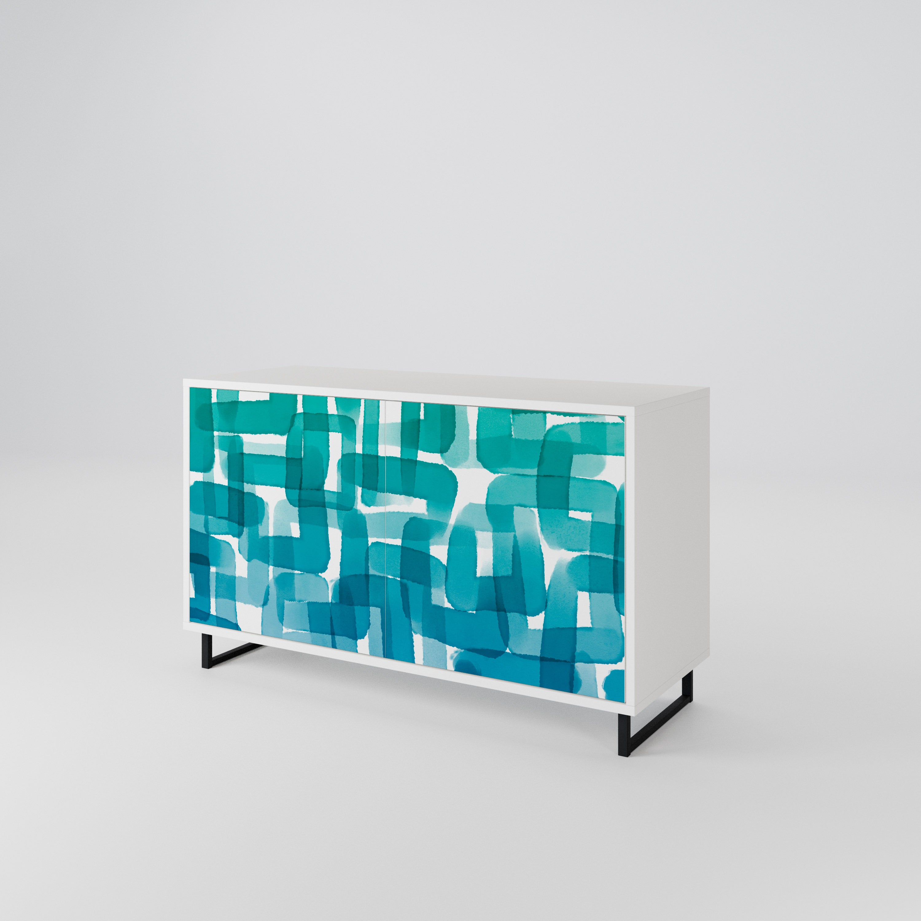 TURQUOISE RECTANGLES Skänk med två dörrar