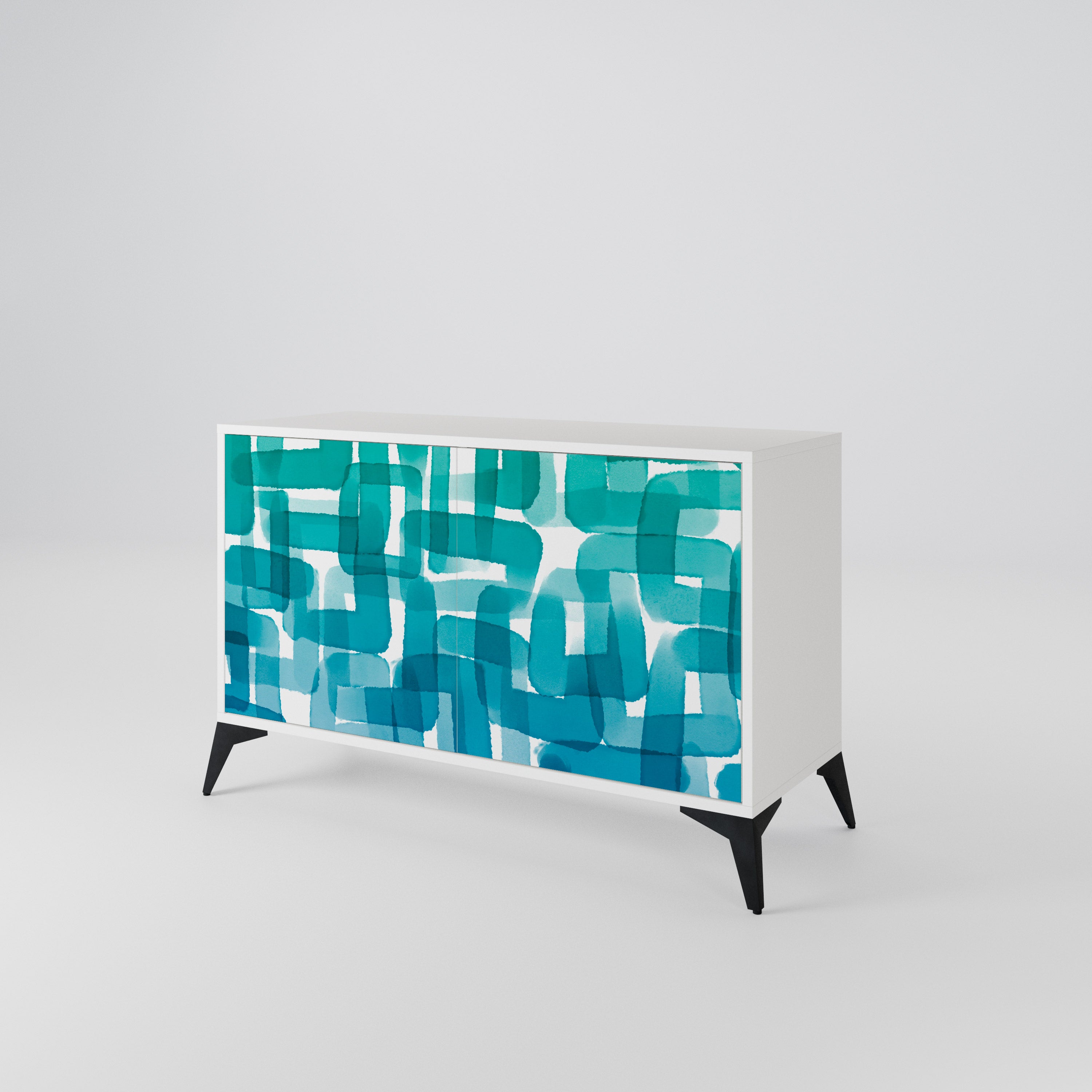 TURQUOISE RECTANGLES Skänk med två dörrar