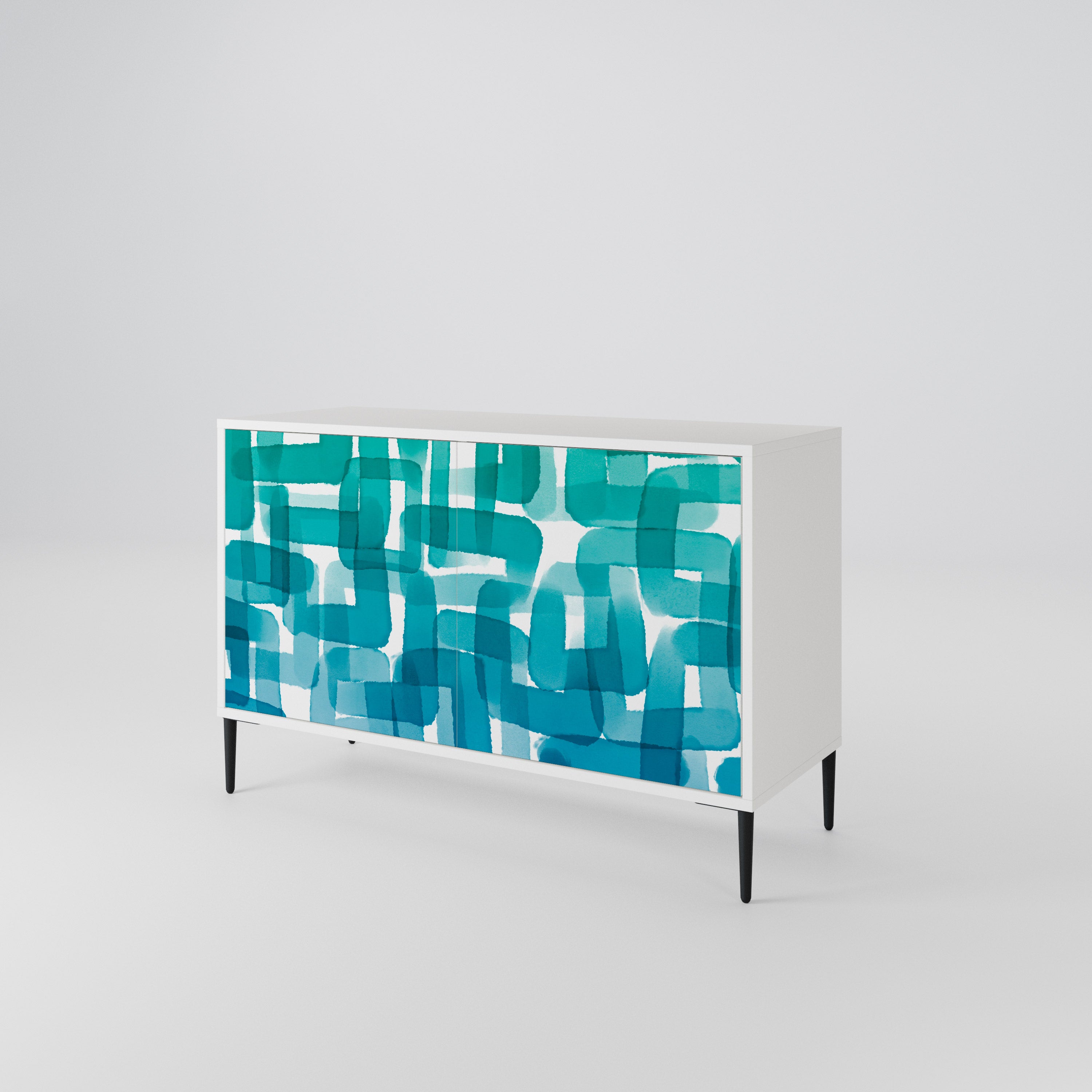 TURQUOISE RECTANGLES Skänk med två dörrar