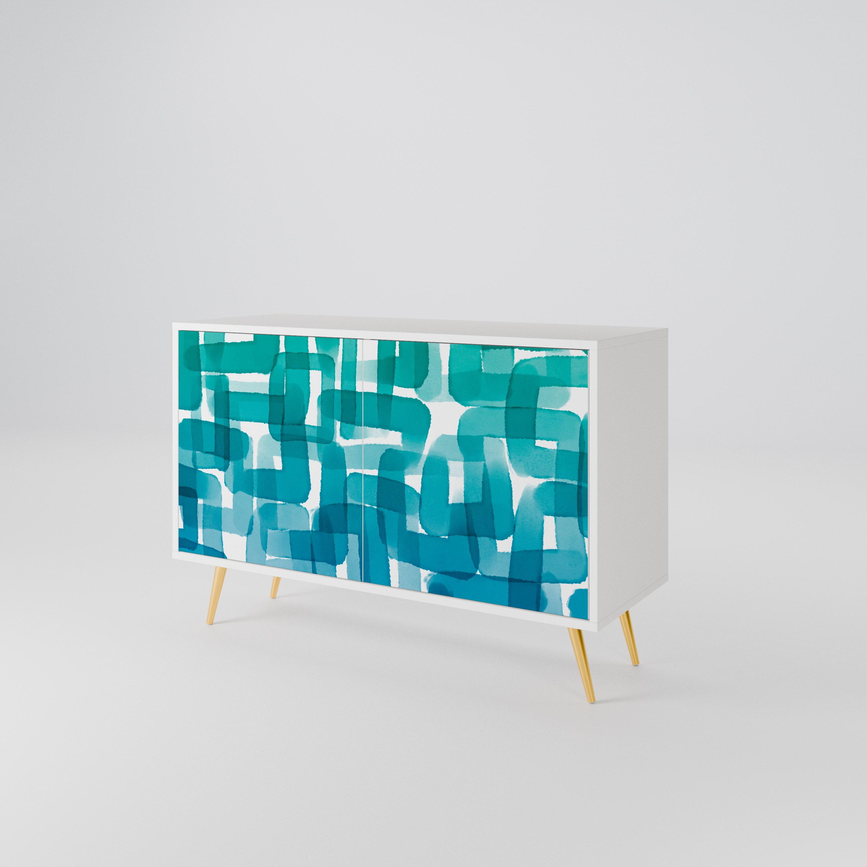 TURQUOISE RECTANGLES Skänk med två dörrar