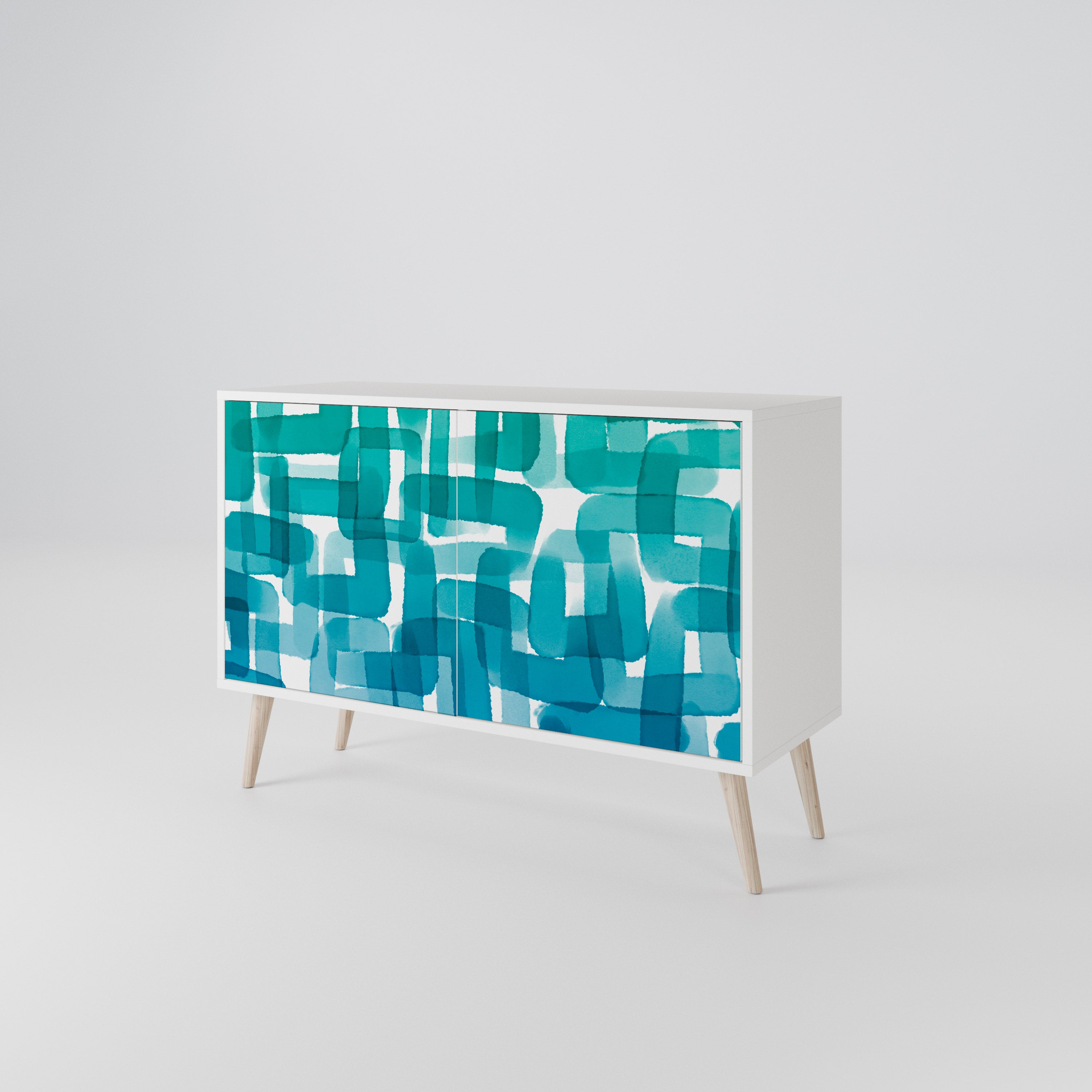 TURQUOISE RECTANGLES Skänk med två dörrar