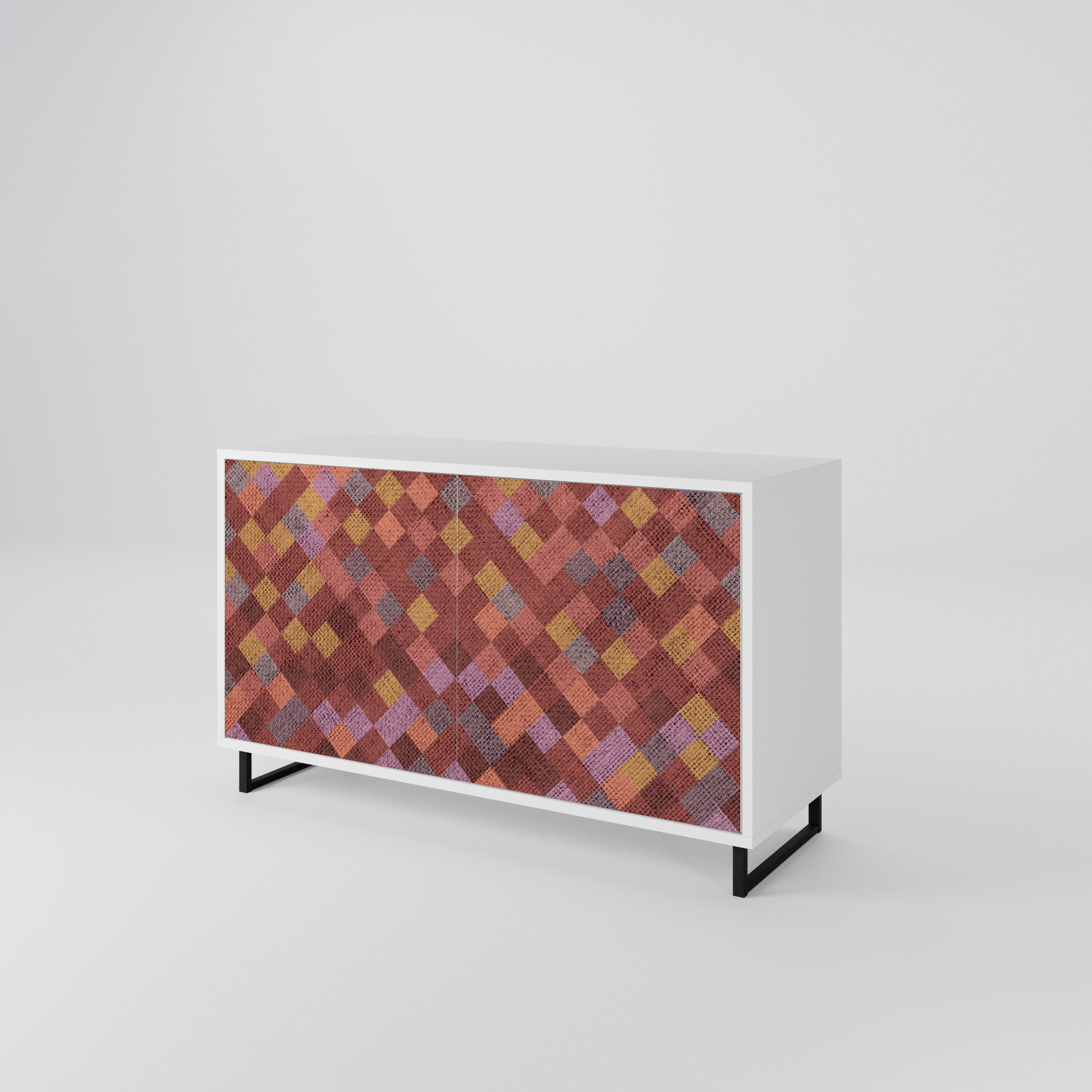 PAINTED SQUARES Skänk med två dörrar