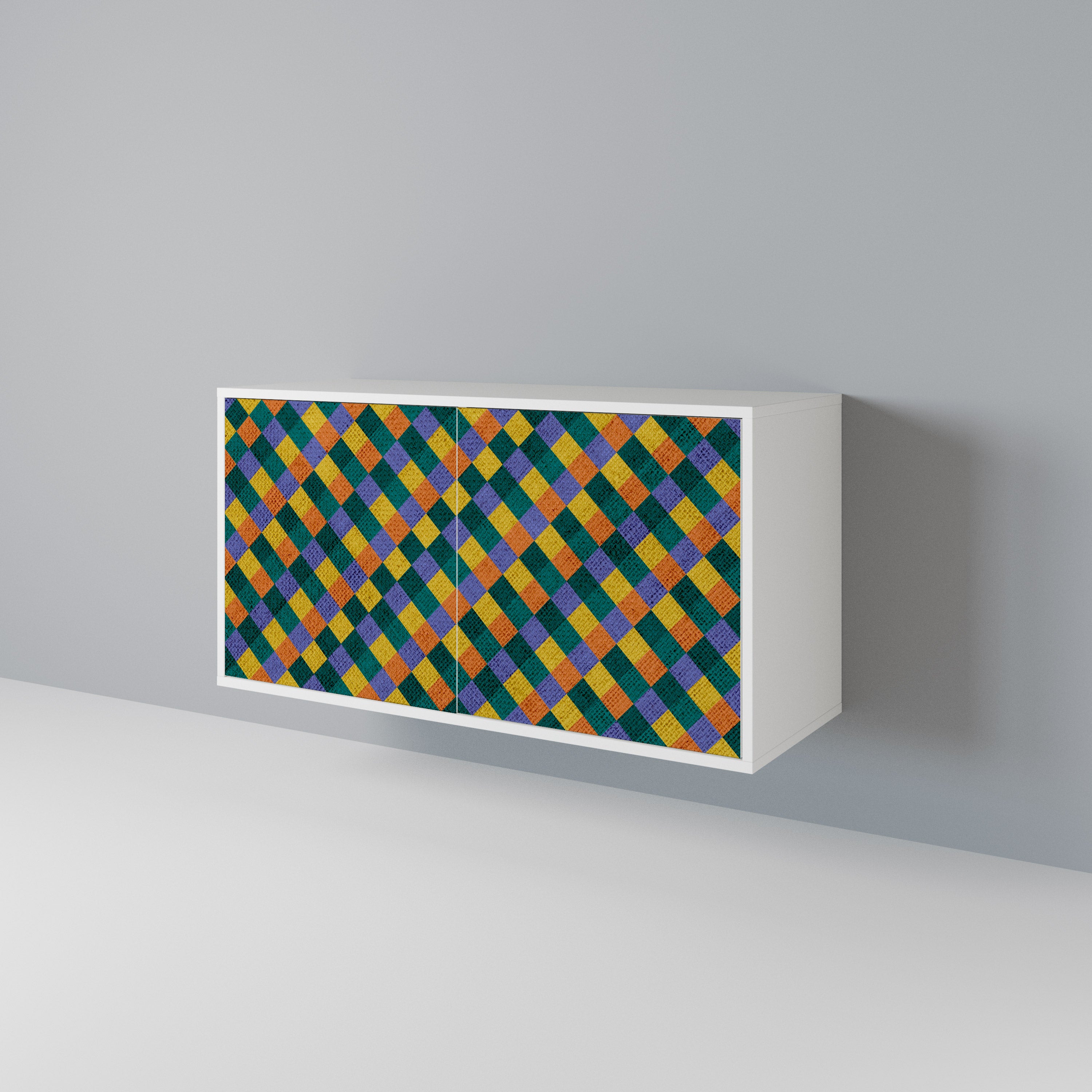 PAINTED SQUARES MIX Skänk med två dörrar