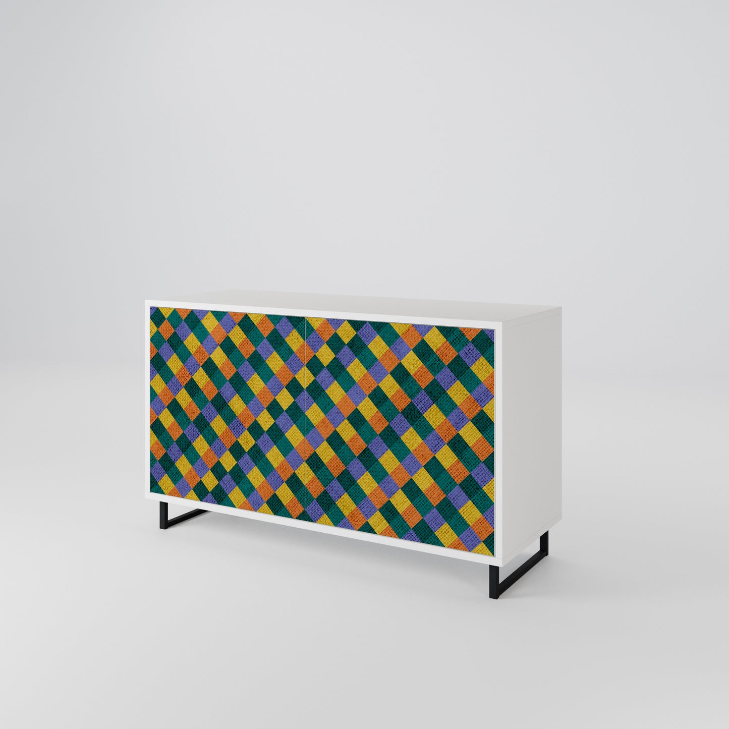 PAINTED SQUARES MIX Skänk med två dörrar