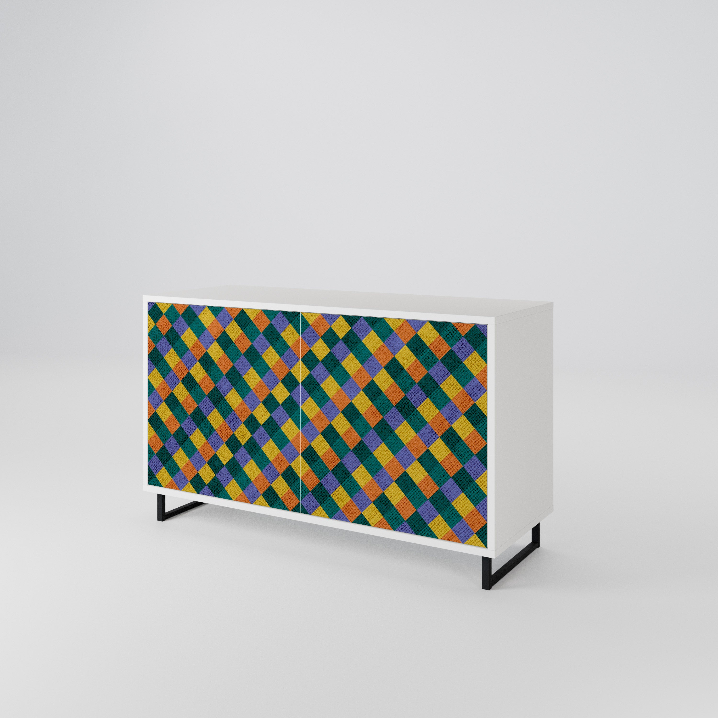 PAINTED SQUARES MIX Skänk med två dörrar