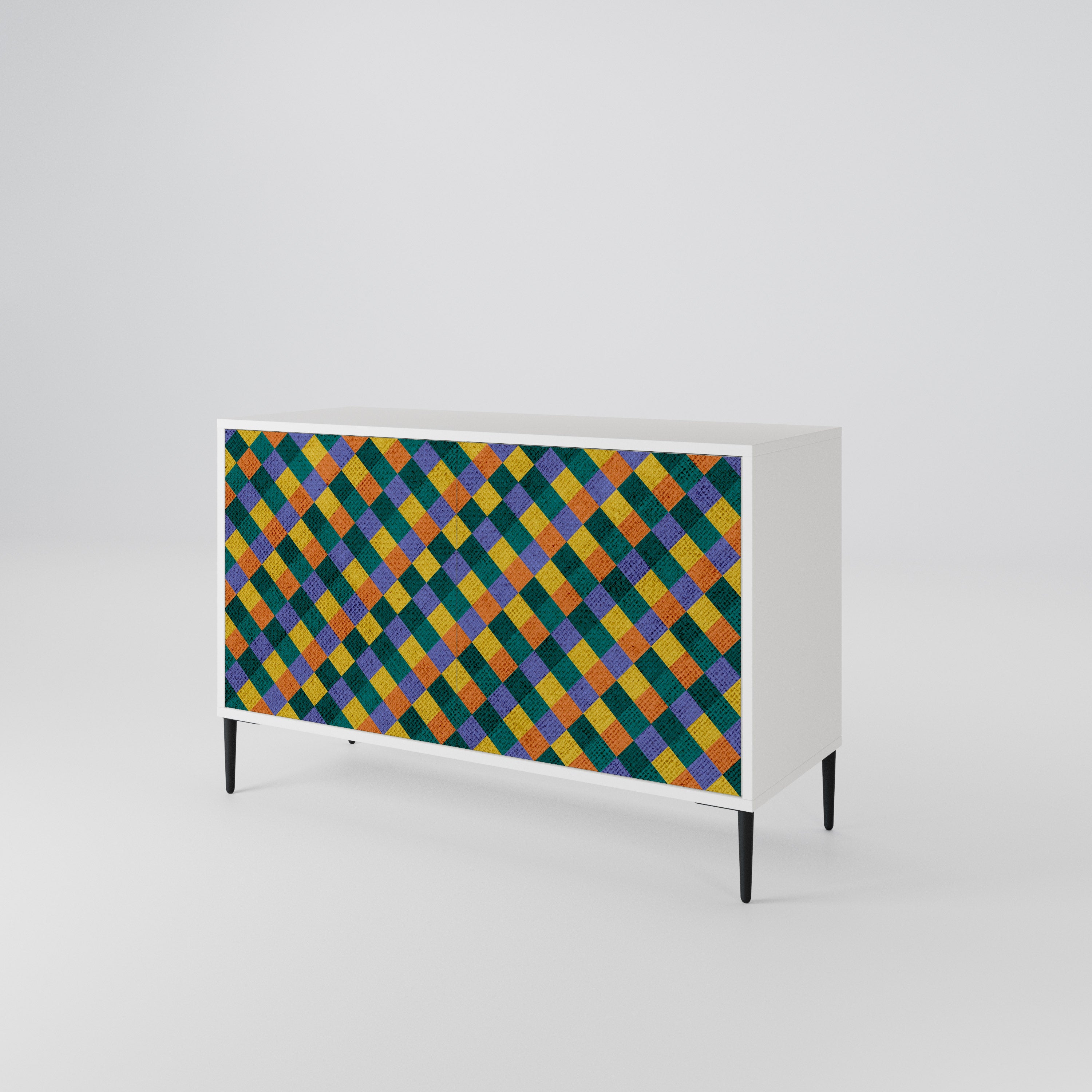 PAINTED SQUARES MIX Skänk med två dörrar