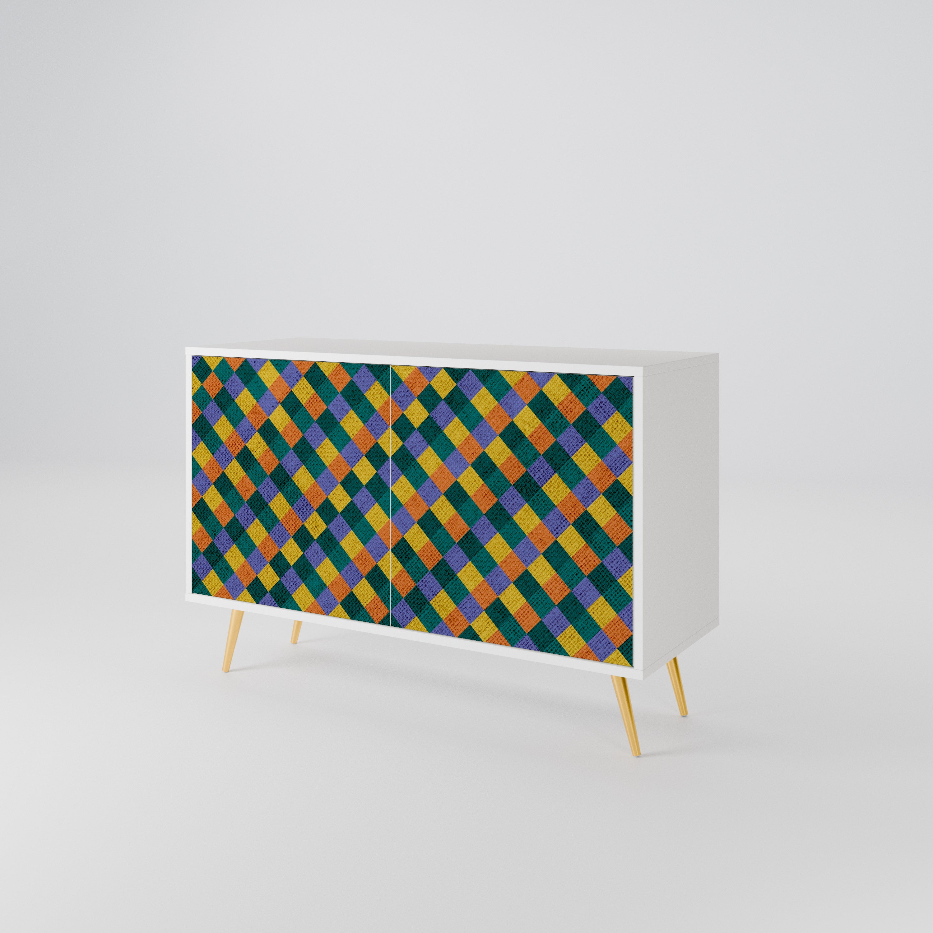 PAINTED SQUARES MIX Skänk med två dörrar