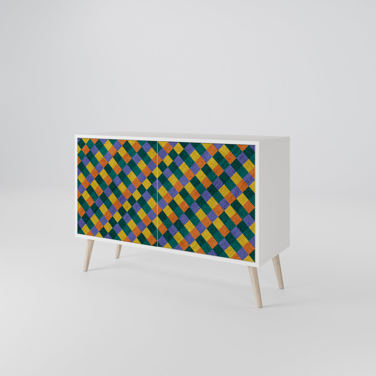 PAINTED SQUARES MIX Skänk med två dörrar