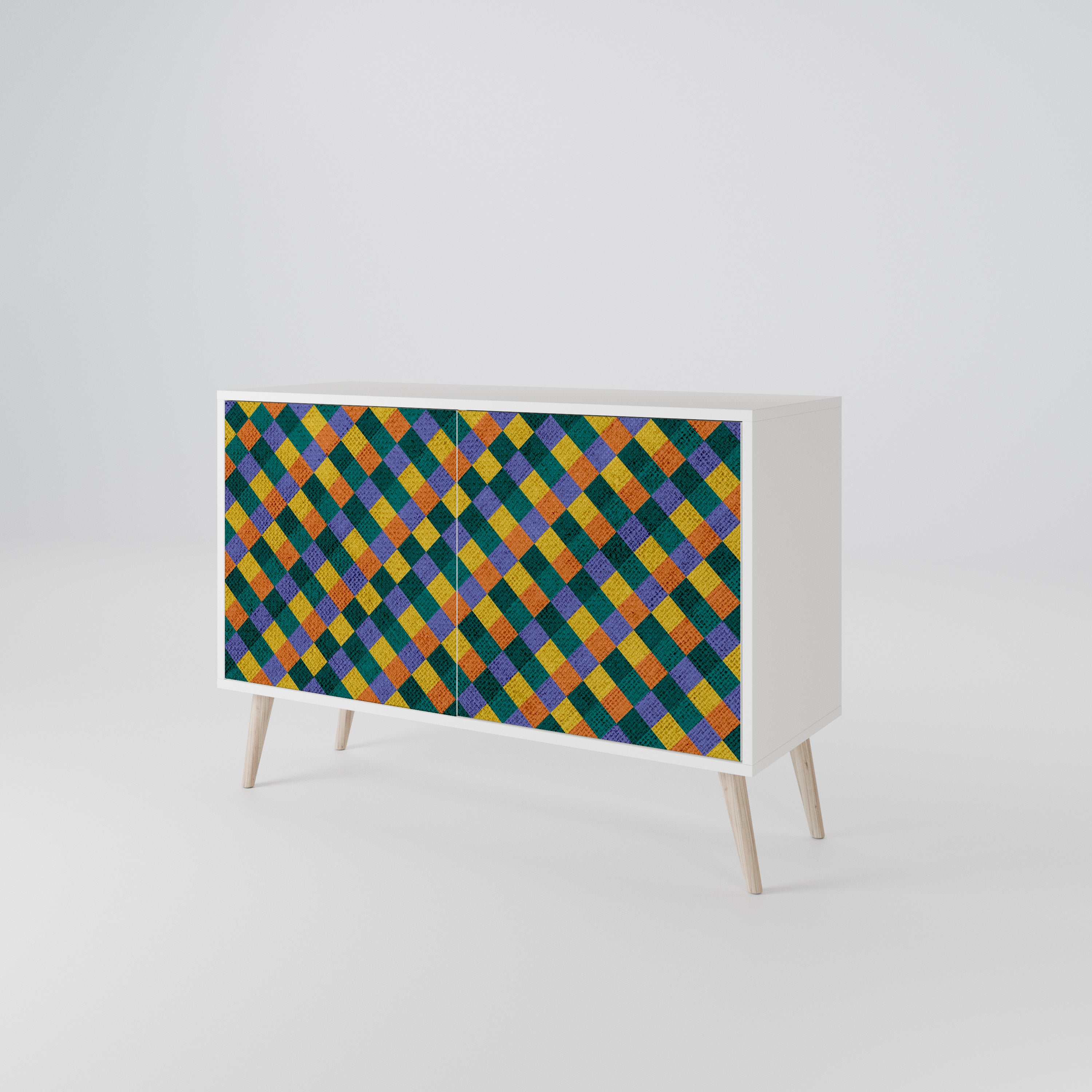 PAINTED SQUARES MIX Skänk med två dörrar