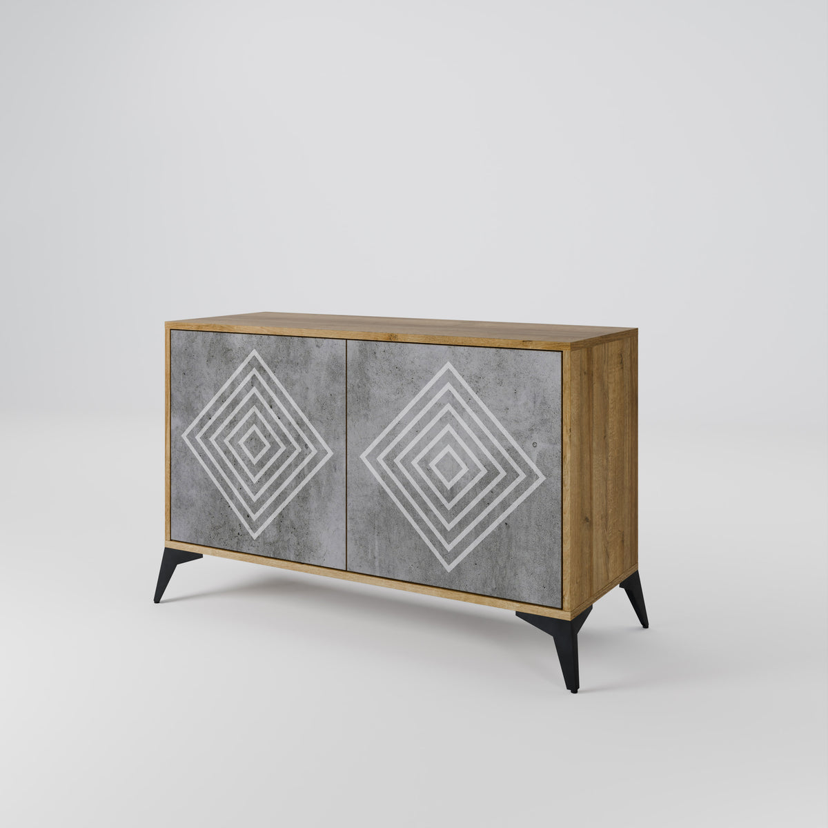 POLYGONAL ARTISTRY Skänk med två dörrar