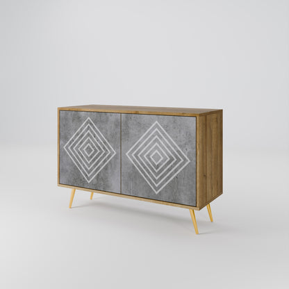 POLYGONAL ARTISTRY 2-Door Sideboard in Oak Effect