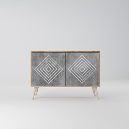 POLYGONAL ARTISTRY 2-dörrars skänk i ekeffekt