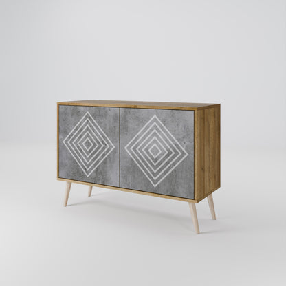 POLYGONAL ARTISTRY 2-Door Sideboard in Oak Effect