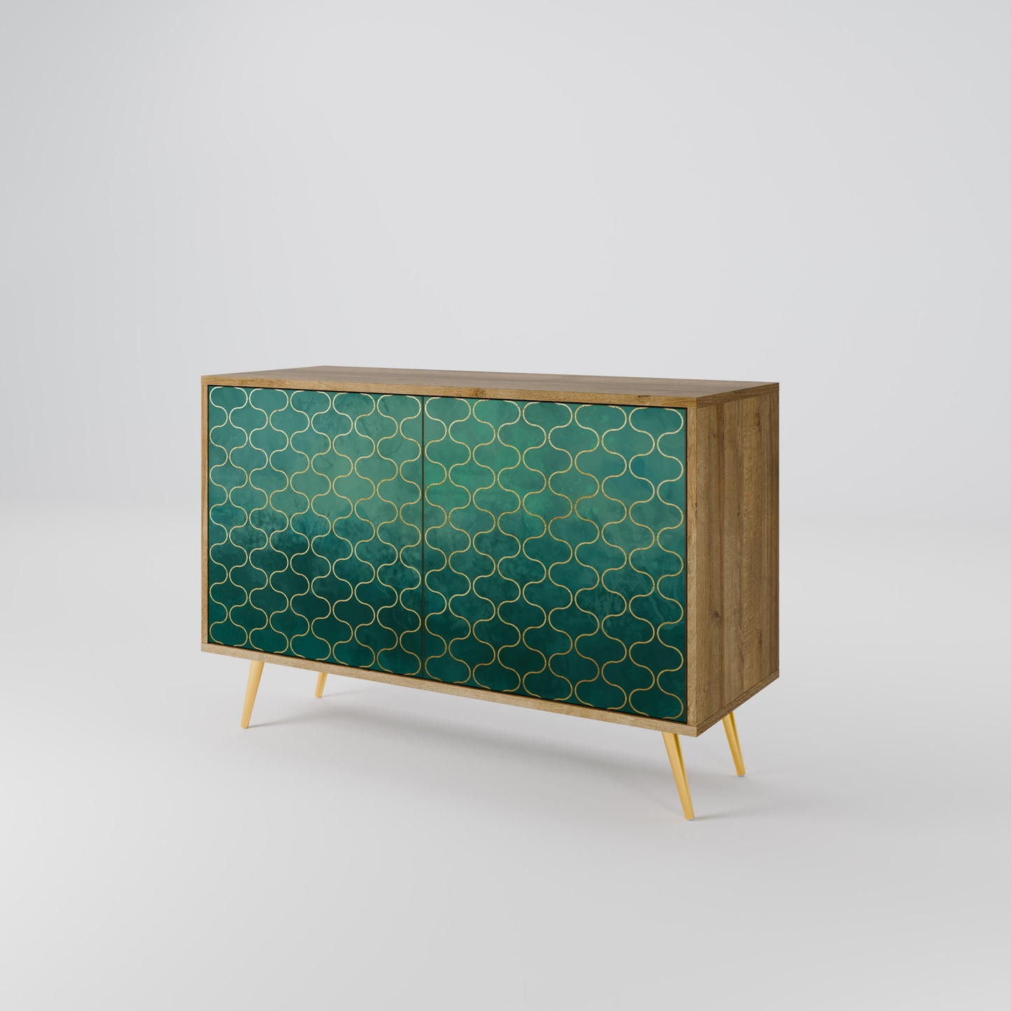 TESSELATED GREENERY 2-Door Sideboard in Oak Effect