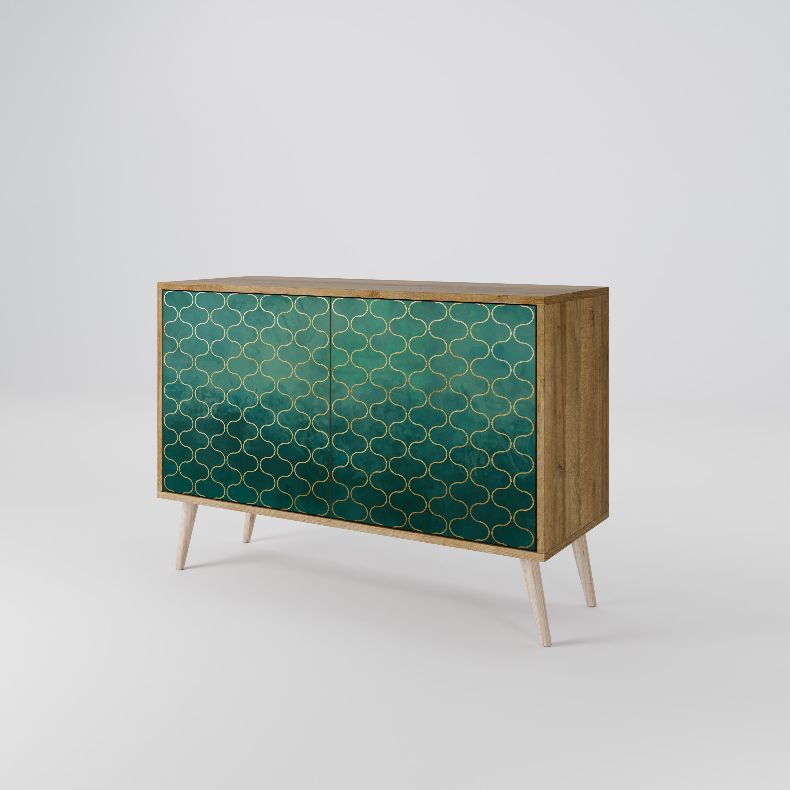 TESSELATED GREENERY 2-Door Sideboard in Oak Effect