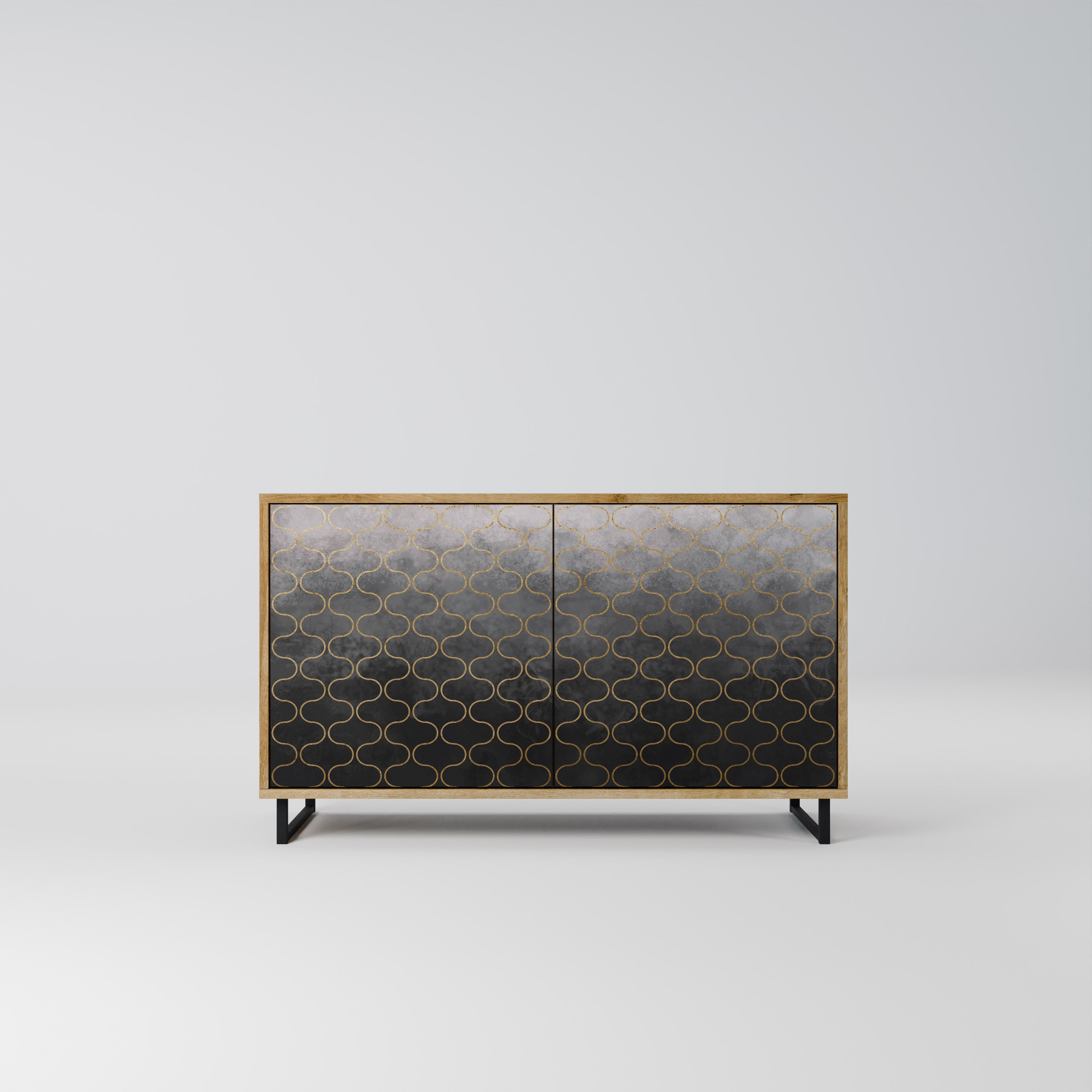 TESSELATED GRAYISH 2-Door Sideboard in Oak Effect