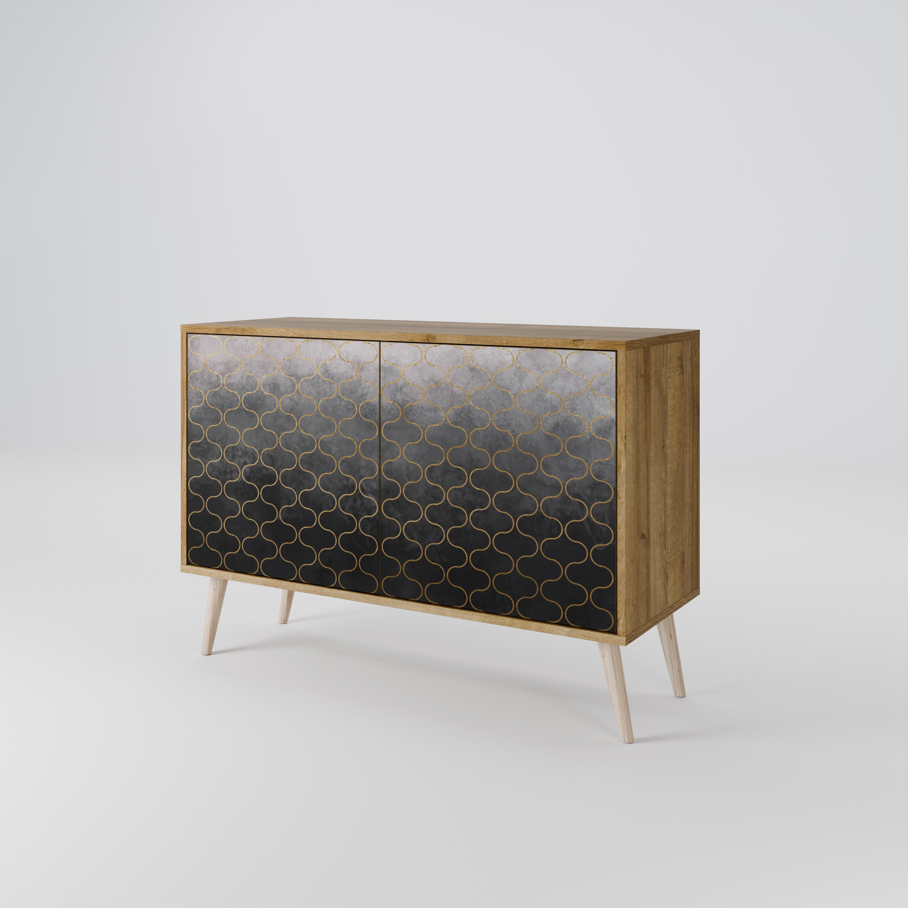 TESSELATED GRAYISH 2-Door Sideboard in Oak Effect