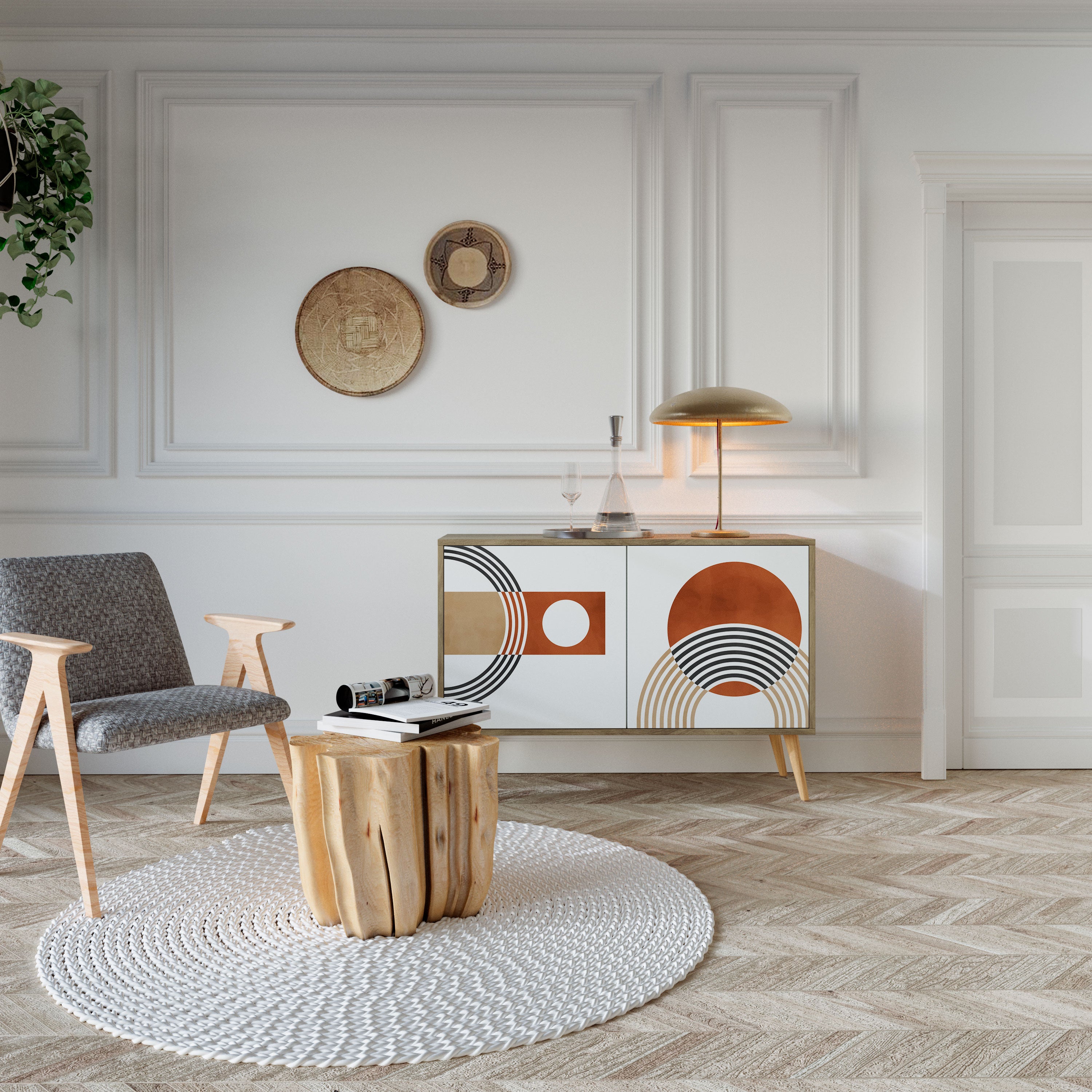 CIRCLE RHYTM 2-Door Sideboard in Oak Effect