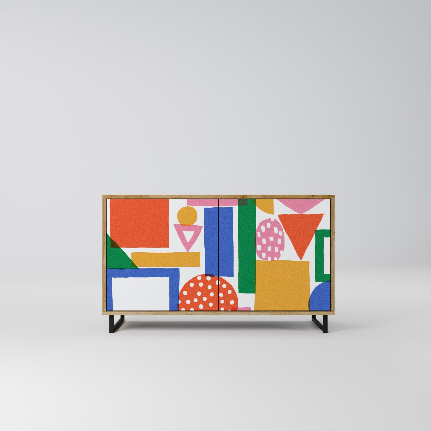 GEOMETRIC GLIMMER 2-dörrars skänk i ekeffekt