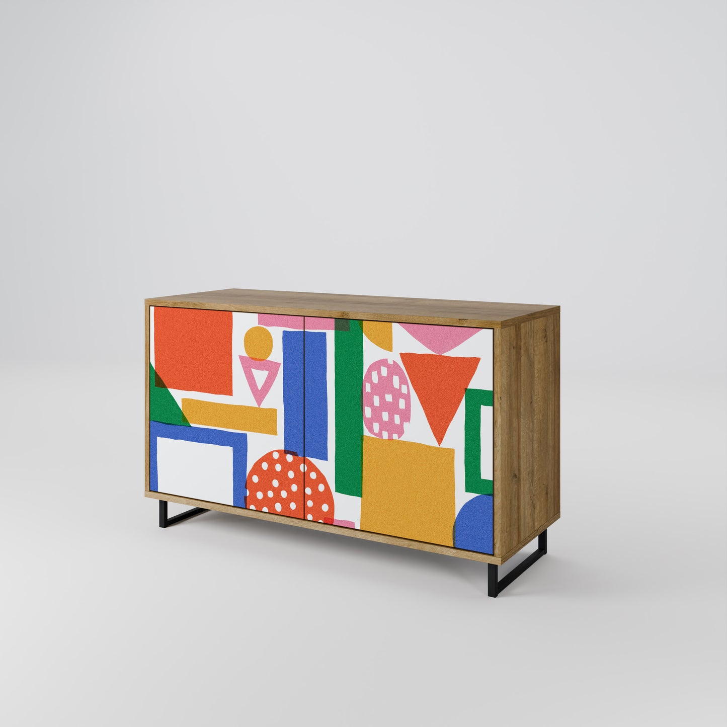 GEOMETRIC GLIMMER 2-dörrars skänk i ekeffekt