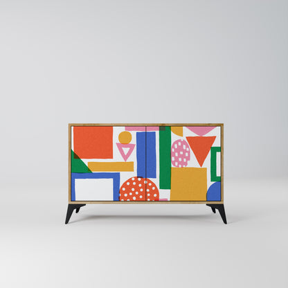 GEOMETRIC GLIMMER 2-dörrars skänk i ekeffekt