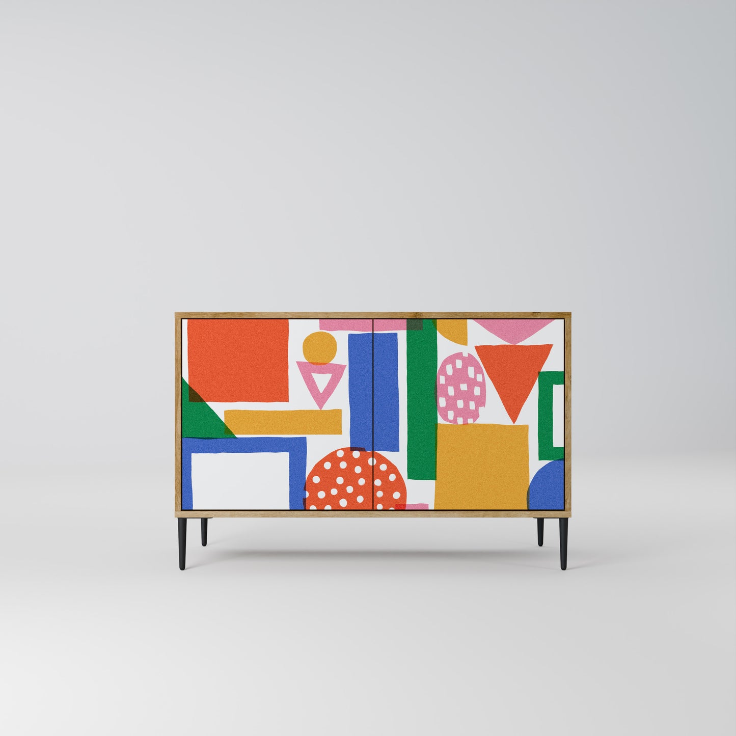 GEOMETRIC GLIMMER 2-dörrars skänk i ekeffekt