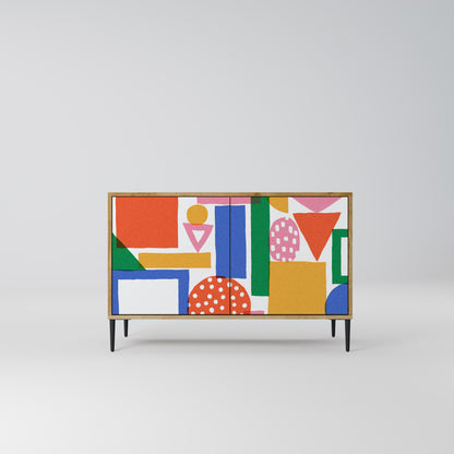 GEOMETRIC GLIMMER 2-dörrars skänk i ekeffekt