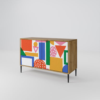 GEOMETRIC GLIMMER 2-dörrars skänk i ekeffekt