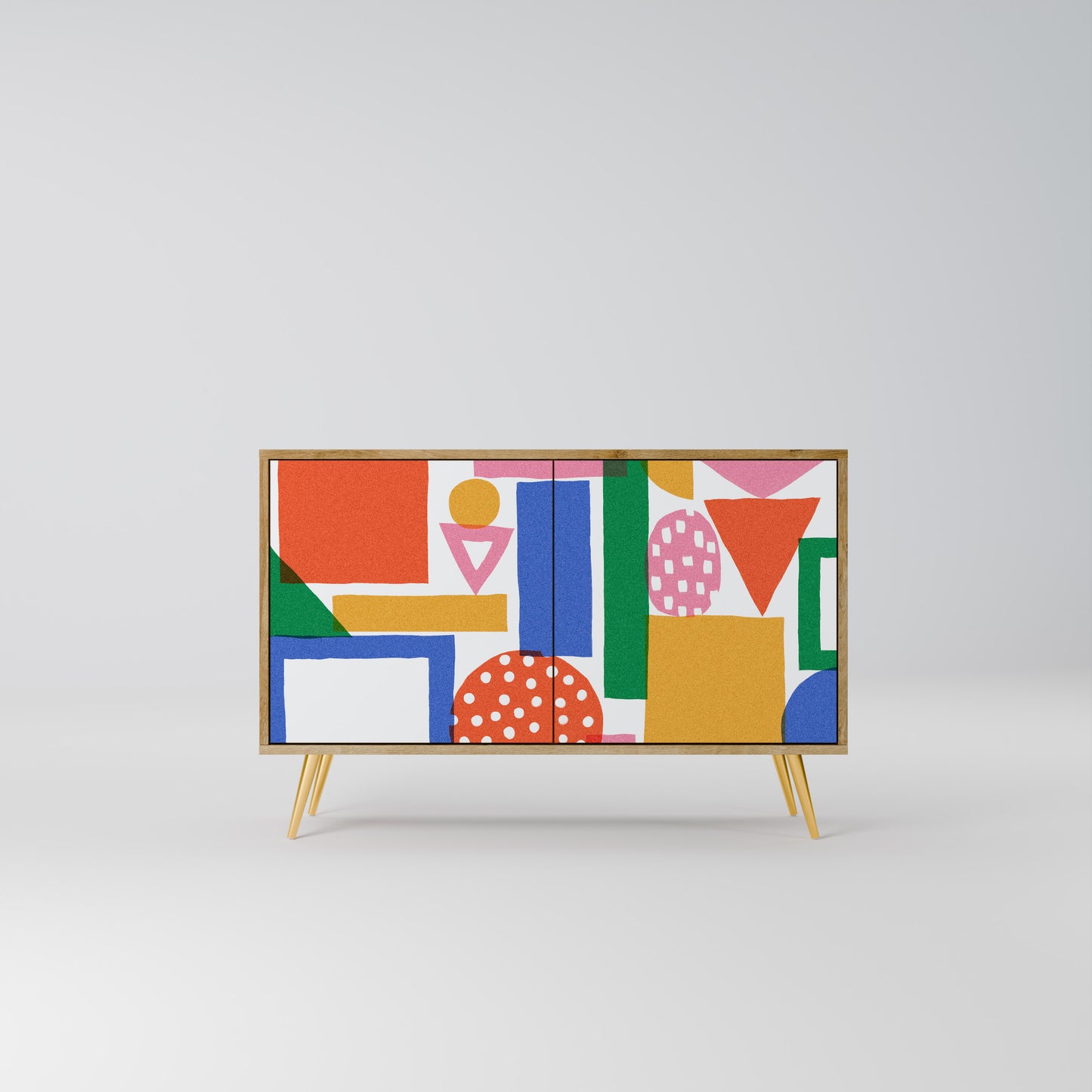 GEOMETRIC GLIMMER 2-dörrars skänk i ekeffekt