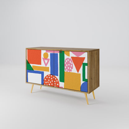 GEOMETRIC GLIMMER 2-dörrars skänk i ekeffekt