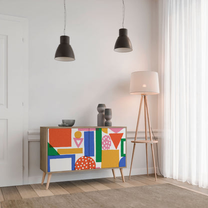 GEOMETRIC GLIMMER 2-dörrars skänk i ekeffekt