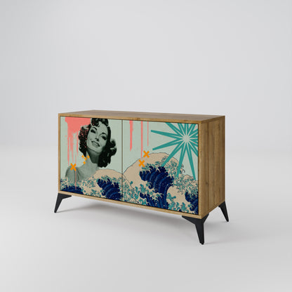 KANAGAWA BEAUTY 2-dörrars skänk i ekeffekt