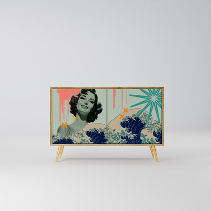 KANAGAWA BEAUTY 2-dörrars skänk i ekeffekt