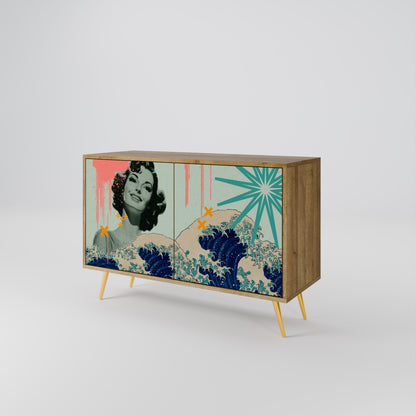 KANAGAWA BEAUTY 2-dörrars skänk i ekeffekt