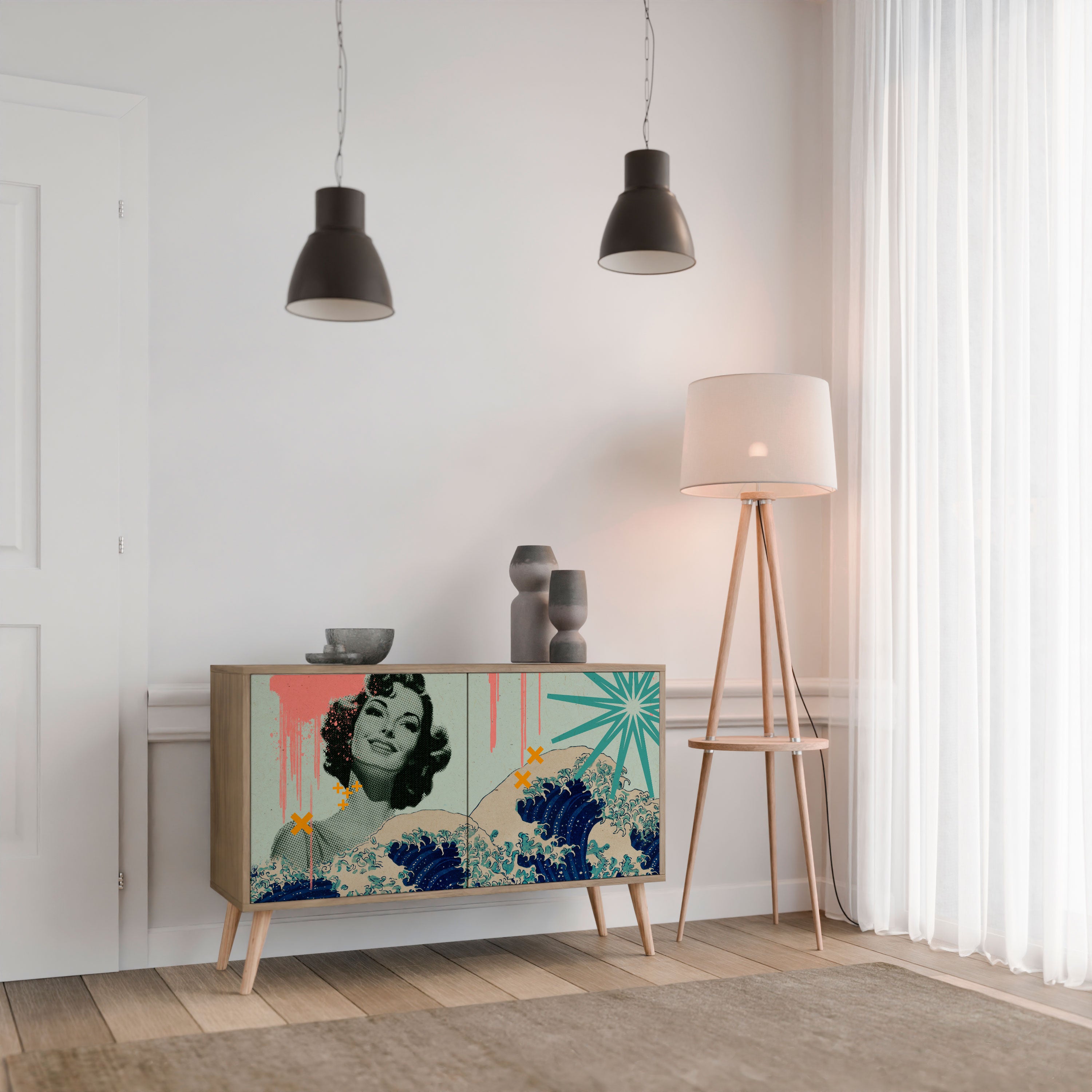 KANAGAWA BEAUTY 2-Door Sideboard in Oak Effect