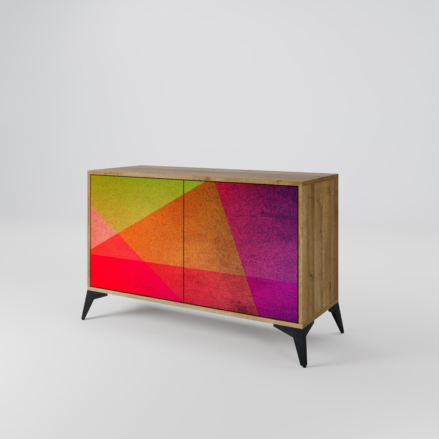 VIVID GEOMETRY 2-dörrars skänk i ekeffekt