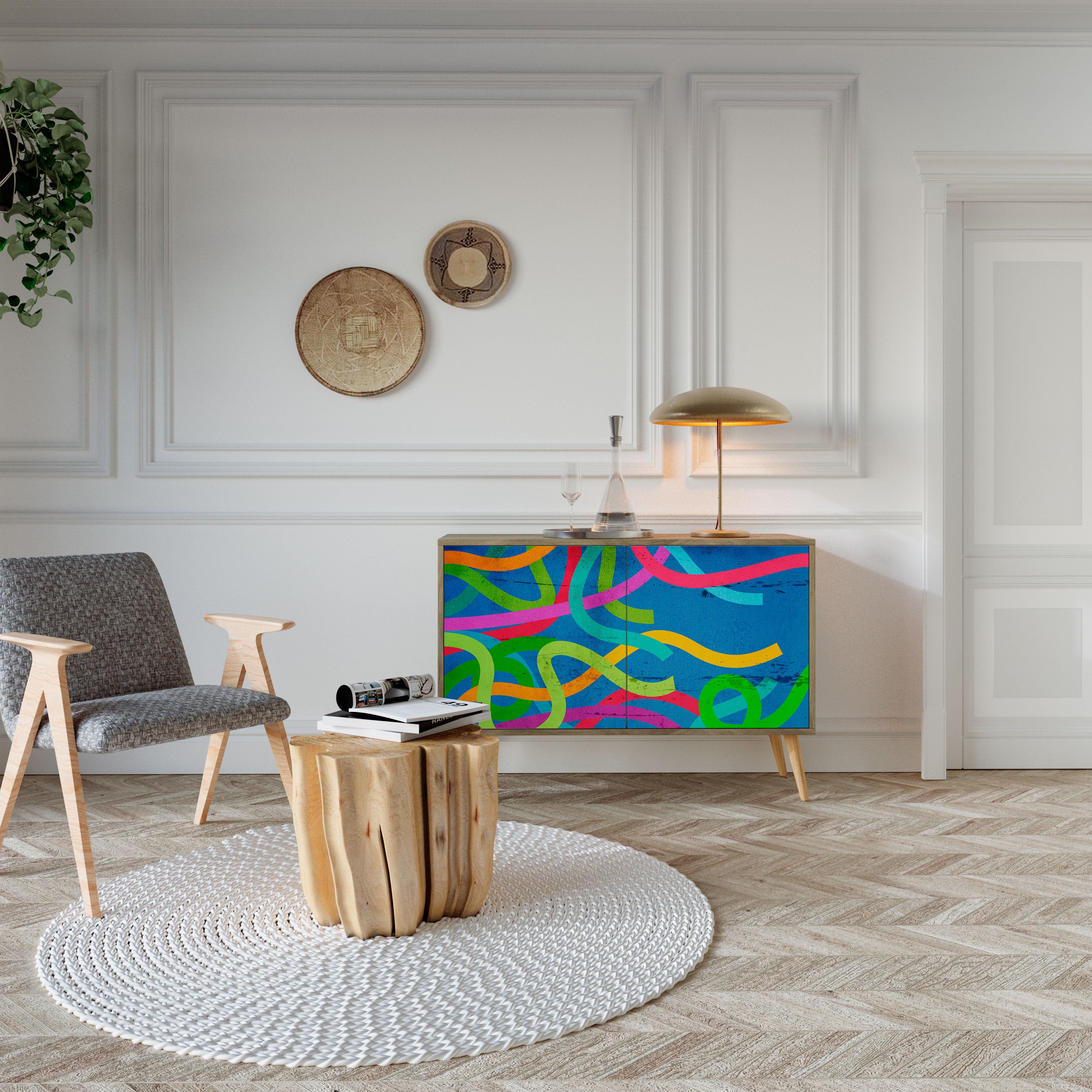STREAMER TANGLE 2-Door Sideboard in Oak Effect
