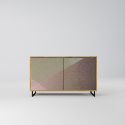 BEIGE GEOMETRY 2-dörrars skänk i ekeffekt